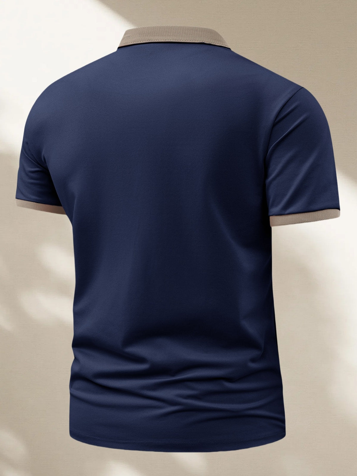 FC660 Wheat Print Pattern 3pcs Set Summer Men'S Casual Short-Sleeved POLO Shirt Lapel Top Fashion Casual Daily Business Top - Navy blue + khaki + black
