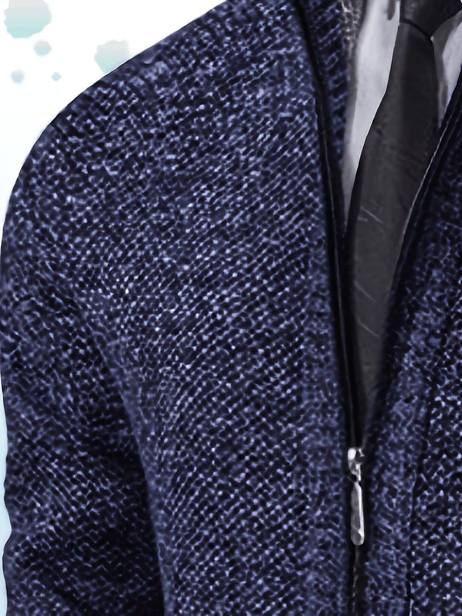 Single Casual Knitted Jacket with Stand-Up Collar And Smooth Zipper, Comfortable And Loose Retro Style, Versatile And Durable for Upper Body. (Includes Jacket) - Navy Color