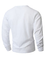 Japanese Texture Pleated Linen Athletic Long Sleeve Men'S Size Large V-Neck Loose Commuter Fitness Outerwear Lightweight Sunscreen Base Layer Summer Non-Stuffy Sunscreen Long Sleeve Loose V-Neck Linen Men'S Casual Athletic T-Shirt - White