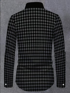 Men's Plaid Long-Sleeve Shirt, Casual Business Dress Shirt, Black Checkered Slim Fit, Spring/Autumn Fashion Men's Top - Mixed colors