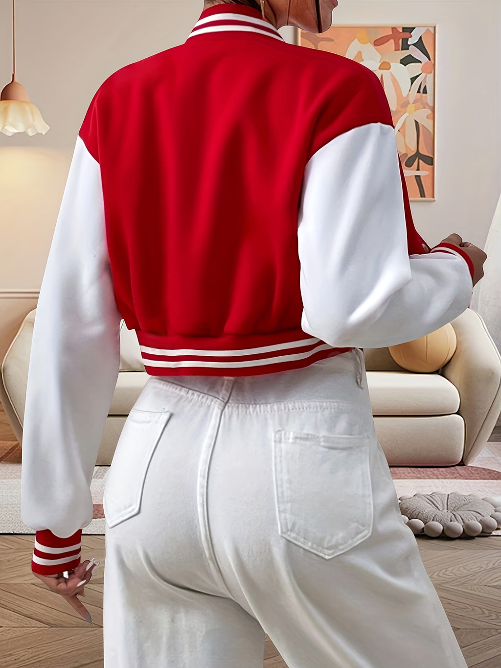 Short Baseball Jacket - Red