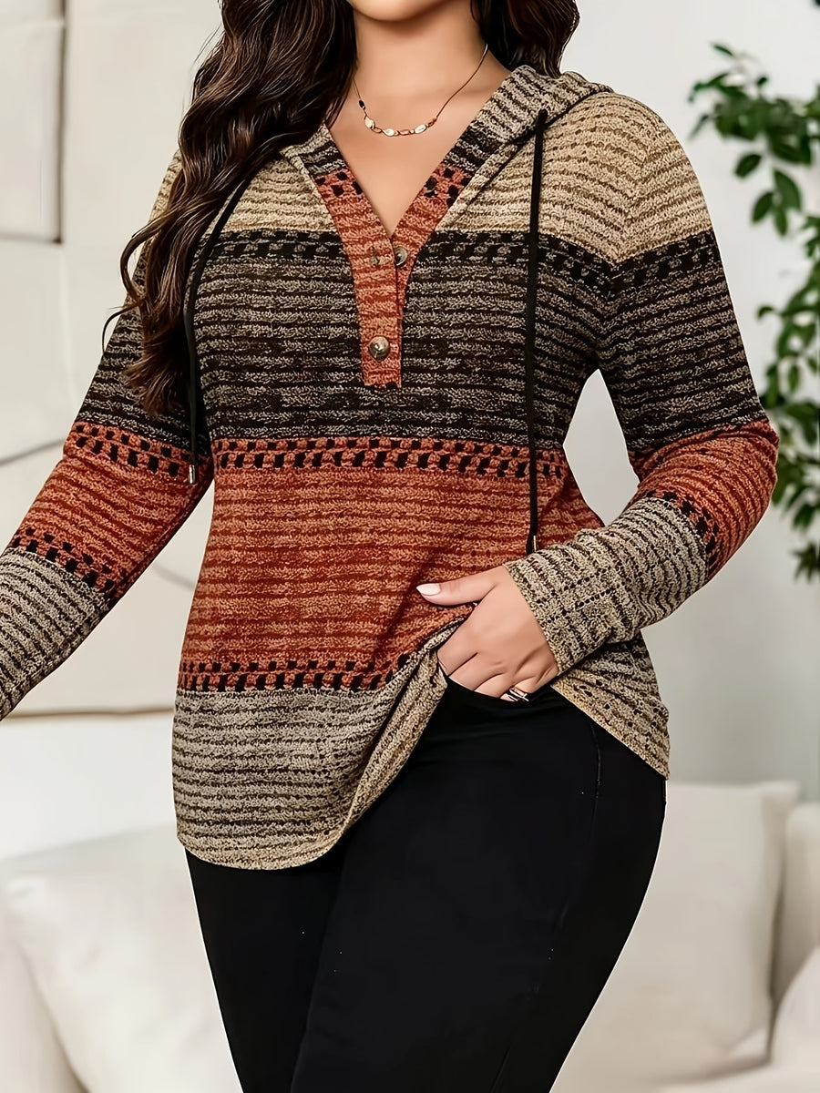Plus Size Camouflage Printed Hooded Sweater, All-Season Style - Mixed Color 2