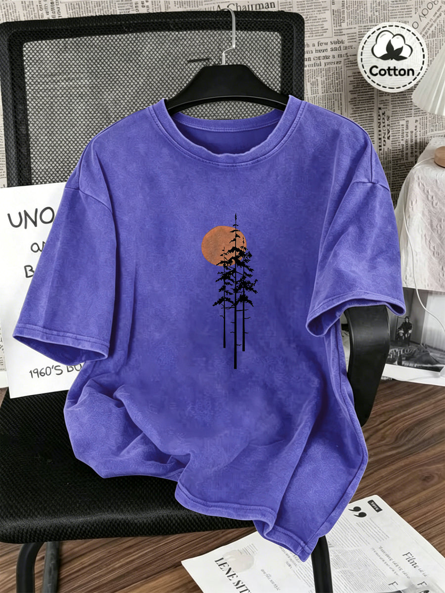 Vintage Washed Distressed Print Men'S Short-Sleeve Top, Soft Pure Loose T-Shirt, Breathable Casual Clothing for Outdoor Trip Summer And Early Autumn - Royal Blue