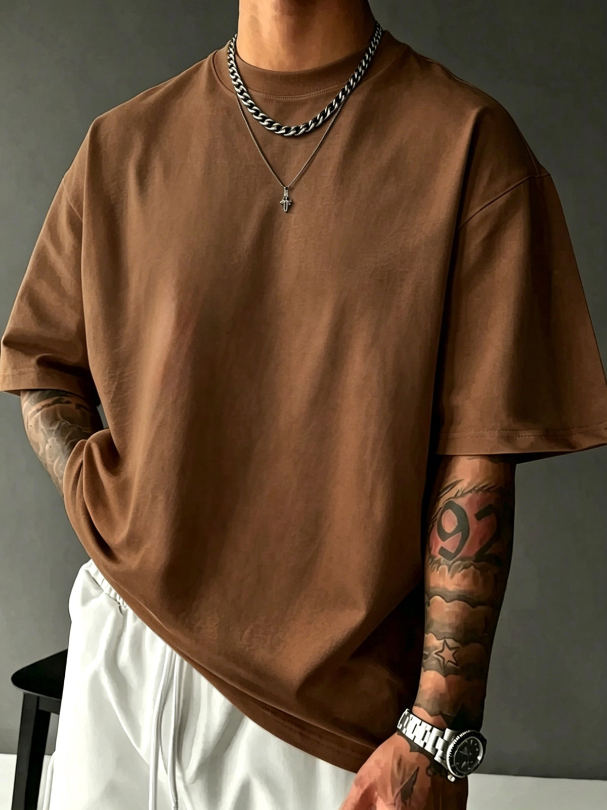 New Men'S 100% T-Shirt with I, TOLD, CHATGPT, ABOUT Print, Spring/Autumn Casual Comfortable Breathable Daily Streetwear - Coffee Brown