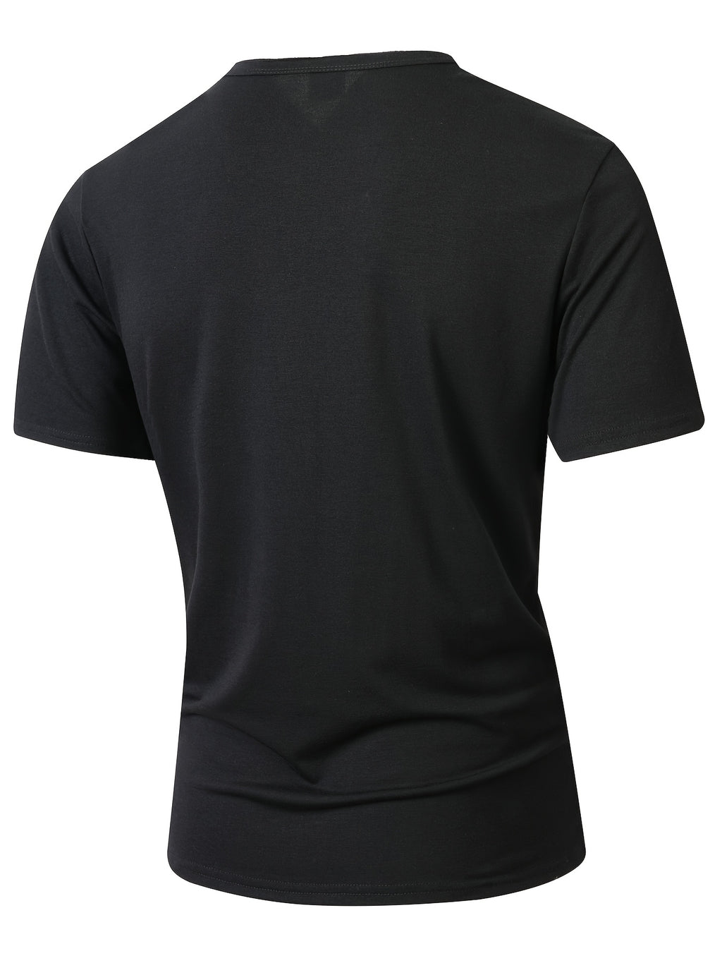 Men'S Basic V-Neck Short Sleeve High-Stretch Slight-Stretch Men'S T-Shirt 190G Regular Fit Commuter Base Layer Versatile Basic Style - Black