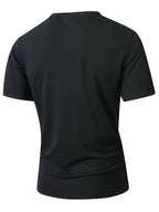 Men'S Basic V-Neck Short Sleeve High-Stretch Slight-Stretch Men'S T-Shirt 190G Regular Fit Commuter Base Layer Versatile Basic Style - Black