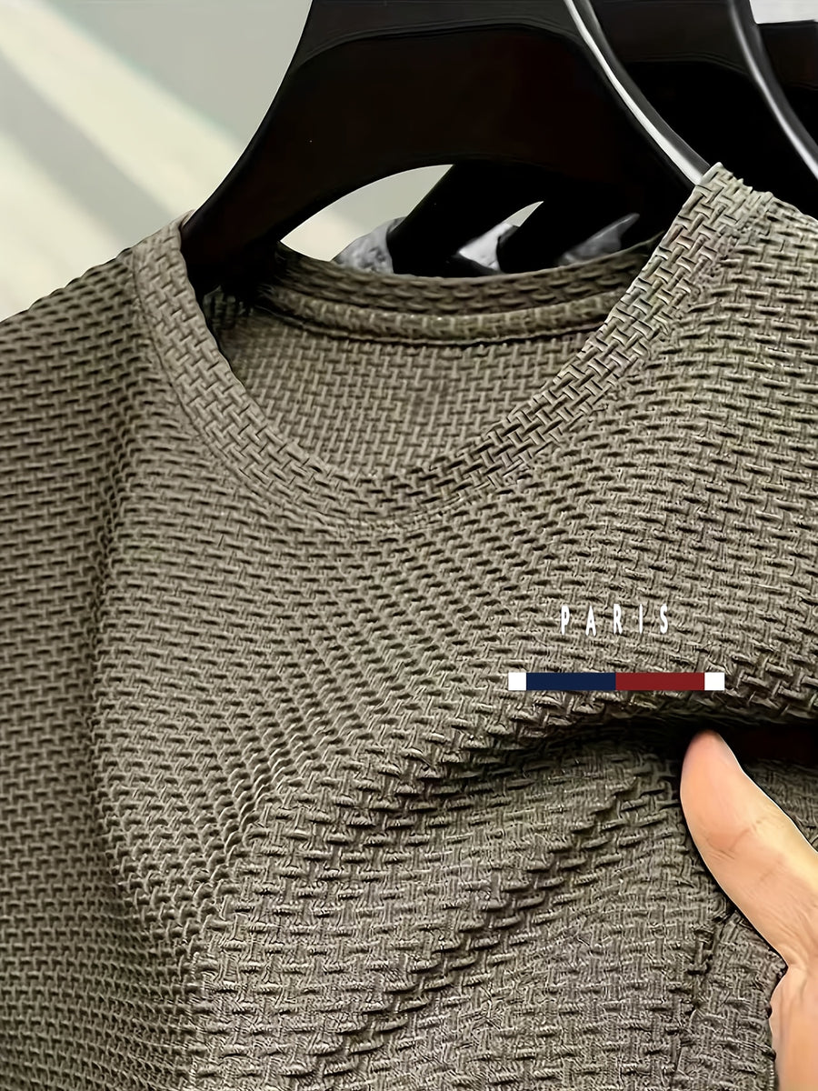 [Villa Le Water OBM] Summer Men'S New Random Print Comfortable Round Neck Men'S New Athletic Casual Fashion All-Match T-Shirt - Khaki