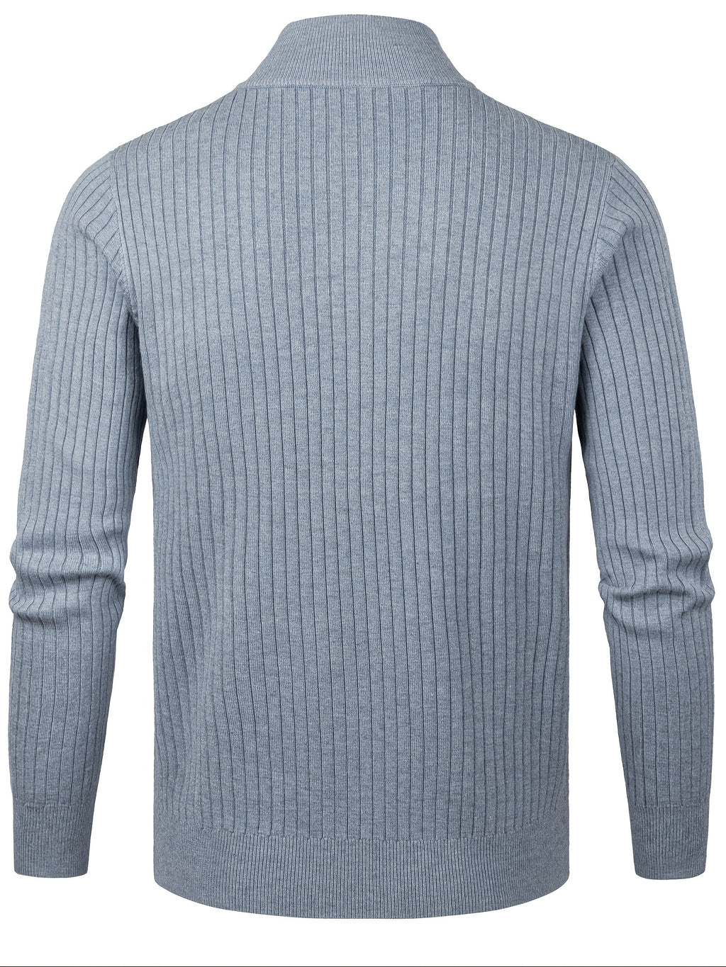 2026 Spring/Fall New Men'S Knitted Rib-Striped Zip-Up Cardigan | Stand Collar, Medium Stretch Fabric, Long Sleeve, Casual And Versatile Fit Minimalist Layering - Flecking Gray