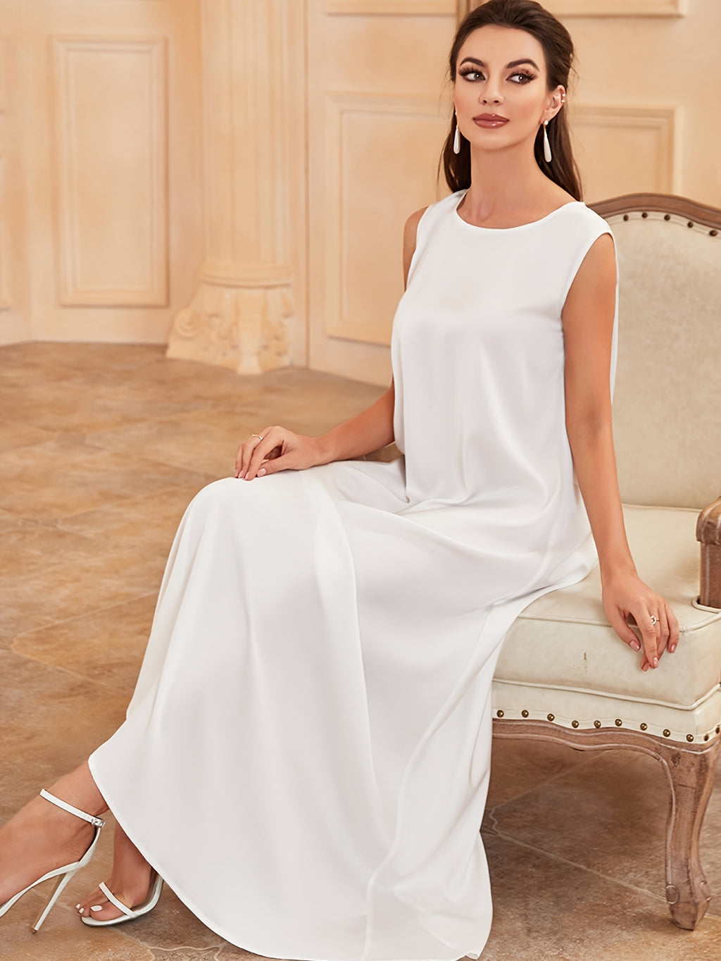 1pc Fashionable, Elegant And Comfortable Bubble Color Fabric. Pure Color Suitable for Daily Outdoor Travel And Leisure. Loose And Comfortable Women'S Abaya Vest. Abayas for Women Muslim Namaz Dresses Women'S Traditional Robe - White