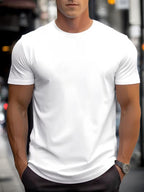 Fashionable Printed Letter Short-sleeved T-shirt for Men, New Summer Style, Casual and Versatile, Available in Large Sizes - White