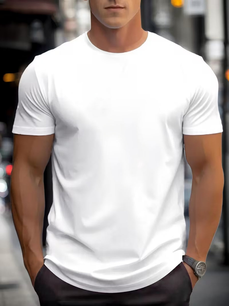 Fashionable Printed Letter Short-sleeved T-shirt for Men, New Summer Style, Casual and Versatile, Available in Large Sizes - White