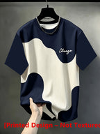 Printed Design Not Textured Needle-Eye Fabric Men's Casual Crew Neck T-Shirt, Geometric Pattern Patchwork Stripe Design, Chicago Word "Chicago" Graphic, Draping Fashion Top, All-Season Wear, Breathable Regular Fit for Daily and Formal Outfits - Multicolor 7