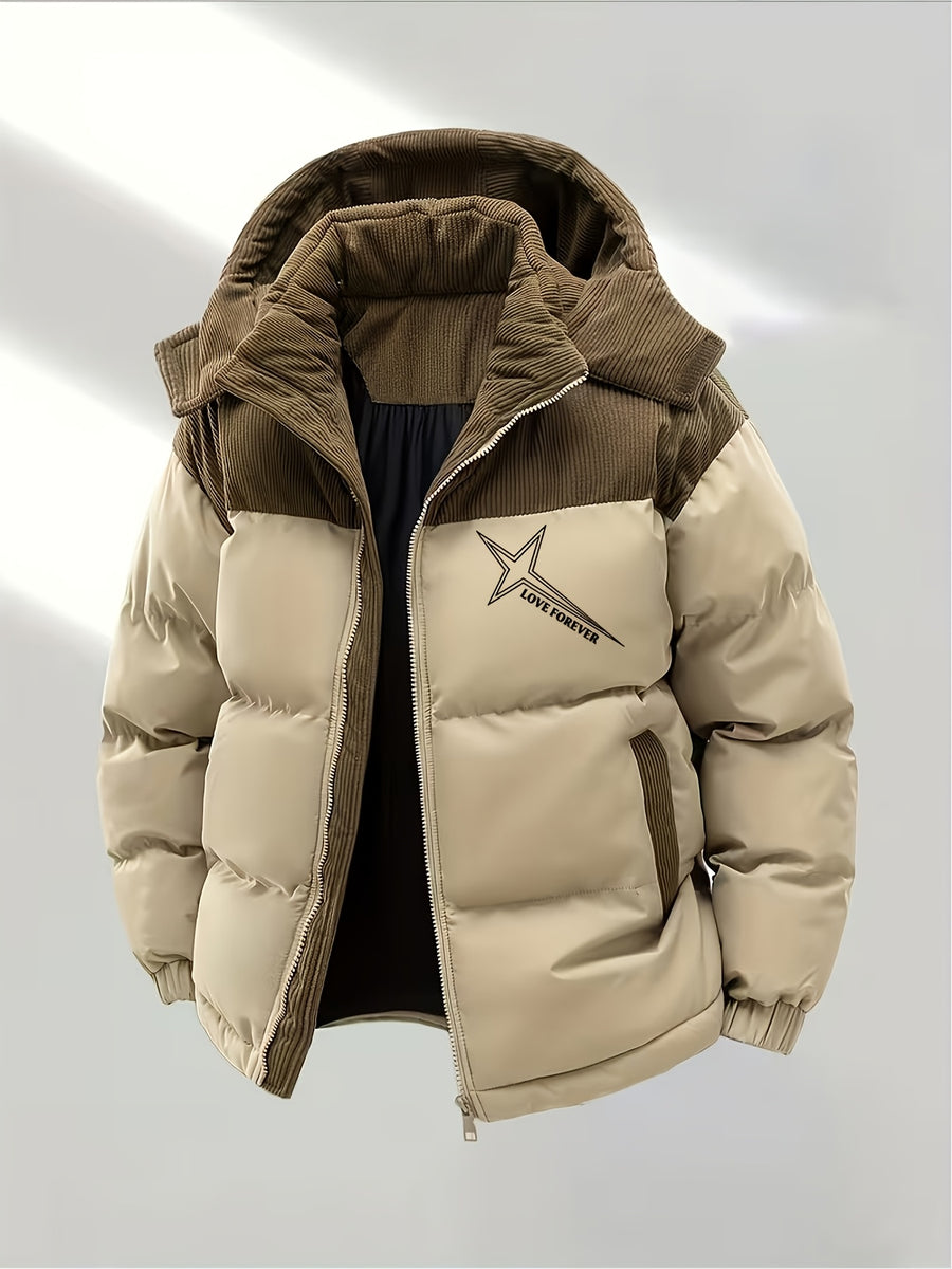 Men'S Casual Fashion Outdoor Printed Faux Jacket Winter Clothes for Men - Khaki