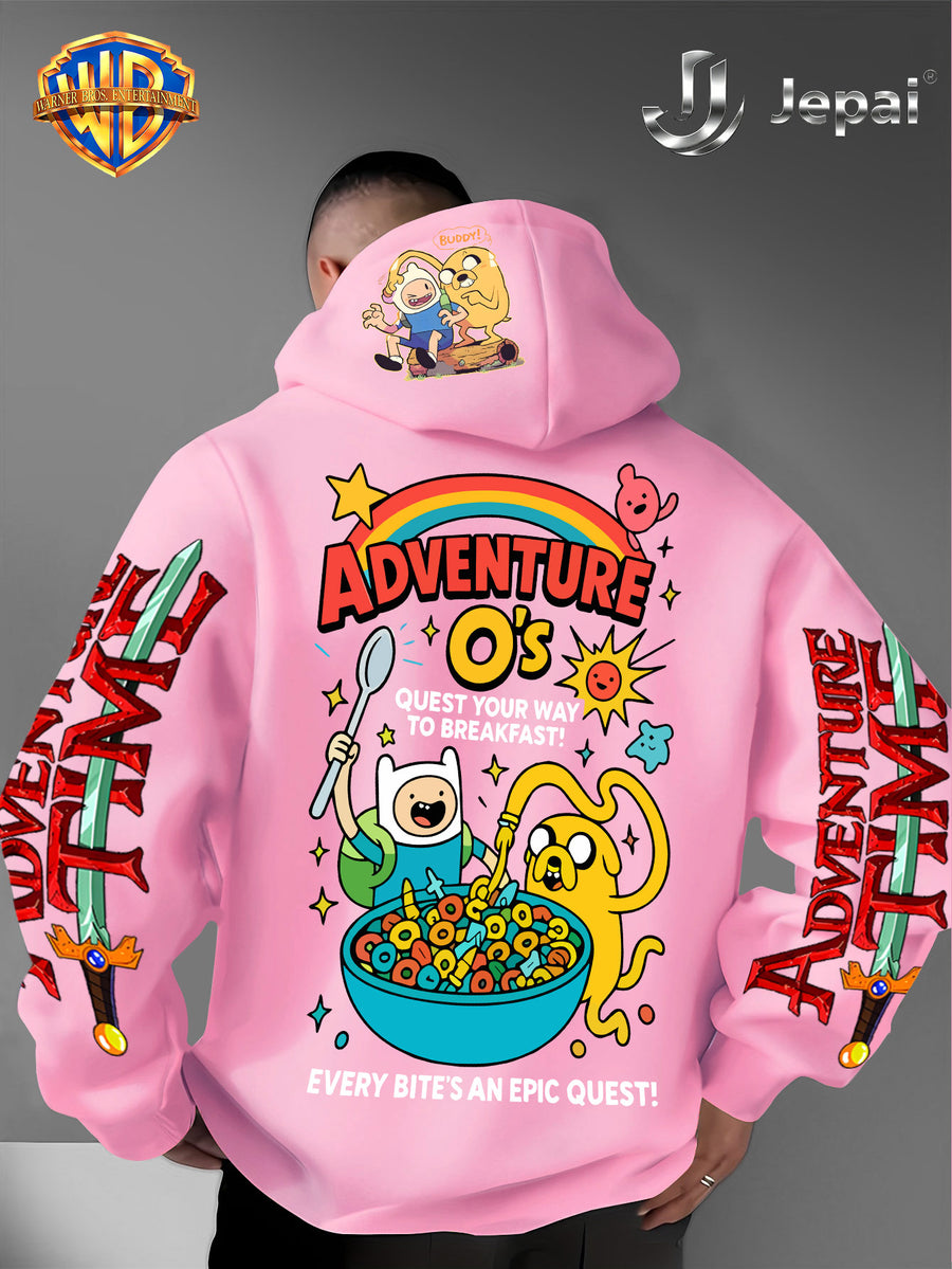 Official Warner Bros., Trendy Cool American Street Style Classic Character Theme Print Hoodie, American Street Style Unisex Long Sleeve Top, Suitable for Daily And Outdoor Activities, Ideal Warm Outerwear Choice for Autumn And Winter! - Pink Color
