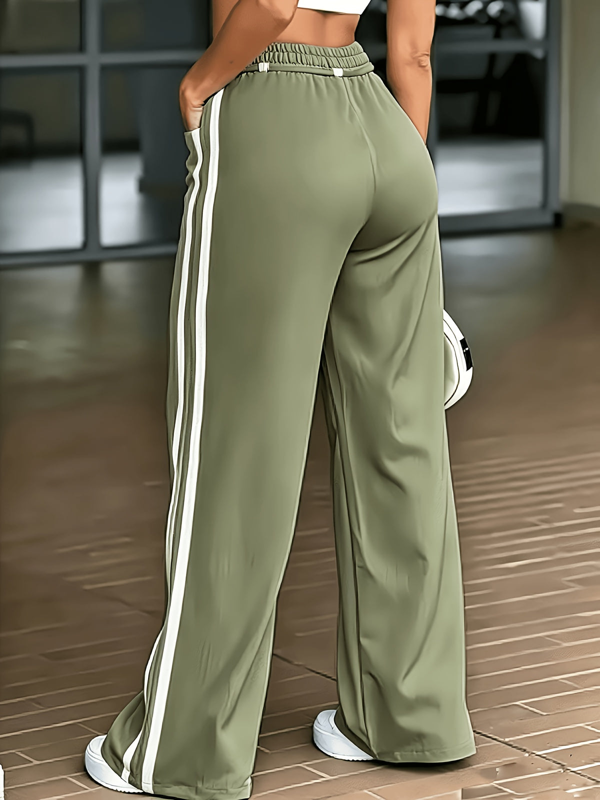 Women's Fashion - Long Trousers - Unique Waist Design for a Look, Daily Commute Style, Elegant, Fashionable, and Casual, Versatile for and All-Match Outfits, Suitable for Outdoor S, Japanese, Korean, European, and American Styles, Four Seasons - Military Green