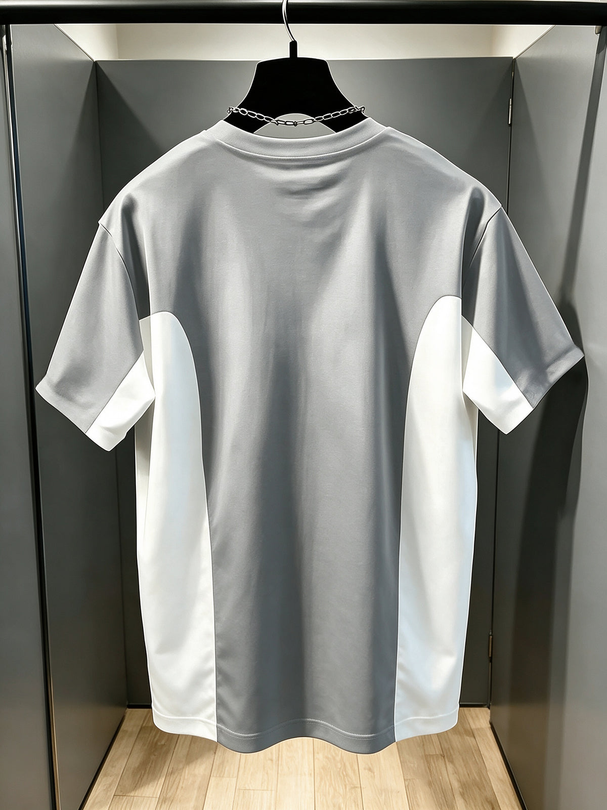 Men'S Color Blocking Splicing Round Neck T-Shirt, Quick-Dry Comfortable Outdoor Fitness Training Short Sleeve Practical Holiday Gift - Grey