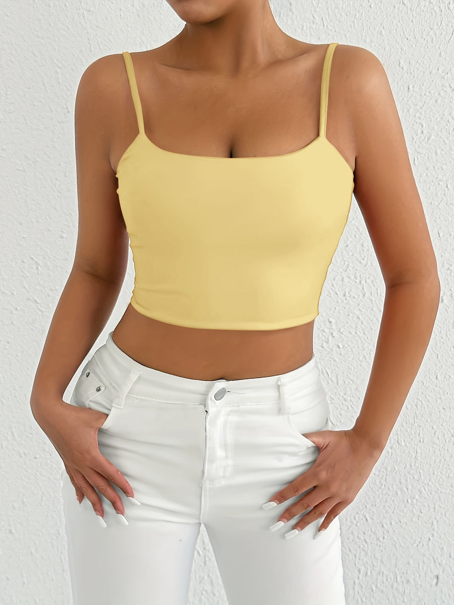 European and American Summer Sexy Versatile Camisole Top, Cross-Border New Crop Top, Can Be Worn Outdoors, Ultra-Short Top - Lemon Yellow
