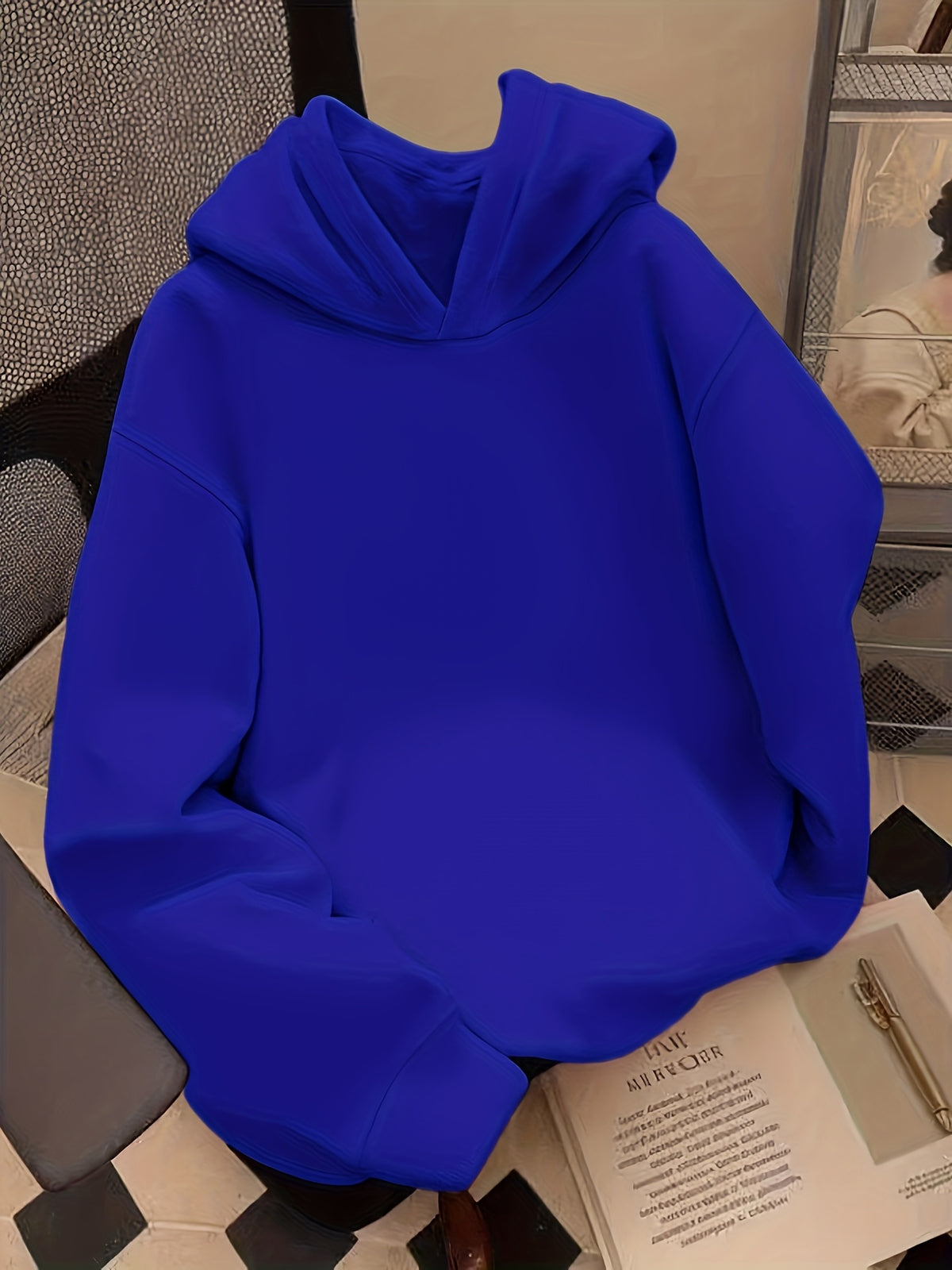 2026 Autumn/Winter New Sweatshirt (Hooded Sweatshirt Without Pockets, Women'S Style) with Animal Flowers, Letters And Other Elements Printed Fashionable And Trendy New Hooded Sweatshirt, Versatile Casual Long-Sleeved Sweatshirt - Blue