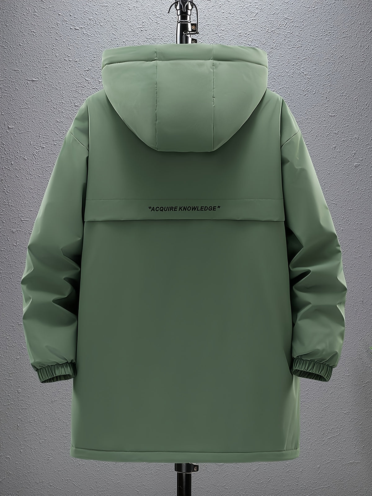 Men's Mid-Length Solid Color Hooded Trench Coat for Autumn and Winter, Suitable for Outdoor Daily Casual Fashion, Available in Black and Green - fern green