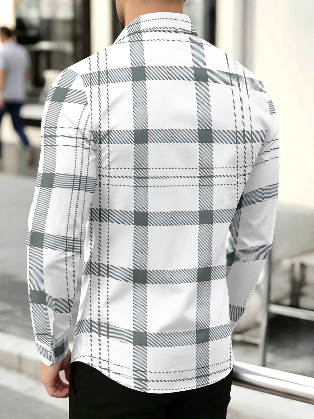 Men's Casual Fashion Long-Sleeve Top with Intersecting Line Check Print, Slim-Fit Streetwear Lapel Shirt for Daily Commuting and Outings, Surprise Birthday and Holiday Gift for Teen Boys - Mixed colors