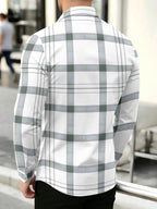 Men's Casual Fashion Long-Sleeve Top with Intersecting Line Check Print, Slim-Fit Streetwear Lapel Shirt for Daily Commuting and Outings, Surprise Birthday and Holiday Gift for Teen Boys - Mixed colors