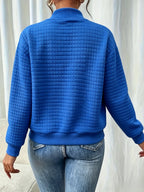 Easy Temperament Checkered Embossed Jacket, Casual All-Match Commute Loose Short Stand-Up Collar Coat Women'S - Vibrant Blue
