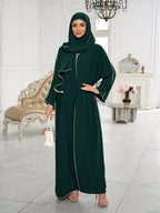 1 Set ( + Dress), Solid Color Nida Fabric, Elegant and Comfortable, Breathable and Comfortable for Outings | Simple Islamic Clothing | and Turkish Clothing, for Home, Outdoors, Leisure, Dresses for Women, Abaya for Women, Abaya Été, Abaya Femme - Dark Green