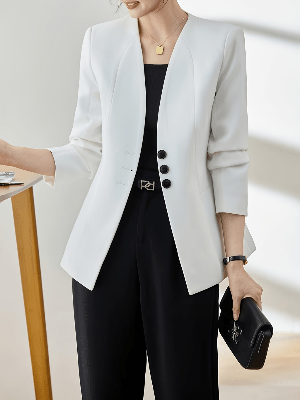 2026 New Autumn and Winter Women's Elegant Suit, Suit Jacket, Formal Workplace Commuting, Business Ladies, Suitable for Commuting to Work - White