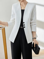 2026 New Autumn and Winter Women's Elegant Suit, Suit Jacket, Formal Workplace Commuting, Business Ladies, Suitable for Commuting to Work - White