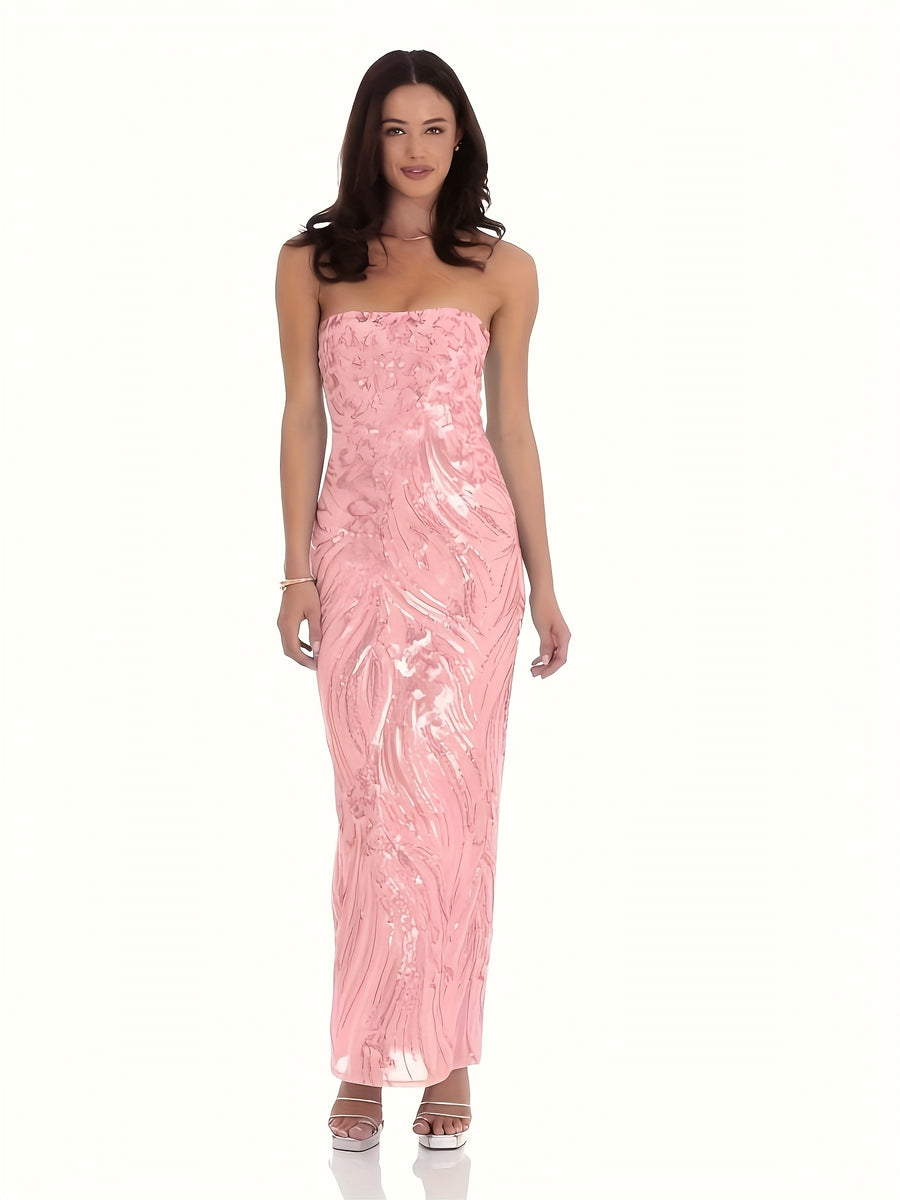 2026 Women's Elegant Party Dress, Fashionable Light Luxury Niche Designer Hot Outfit Gown, Women's Fashion Carnival Attire - Pink