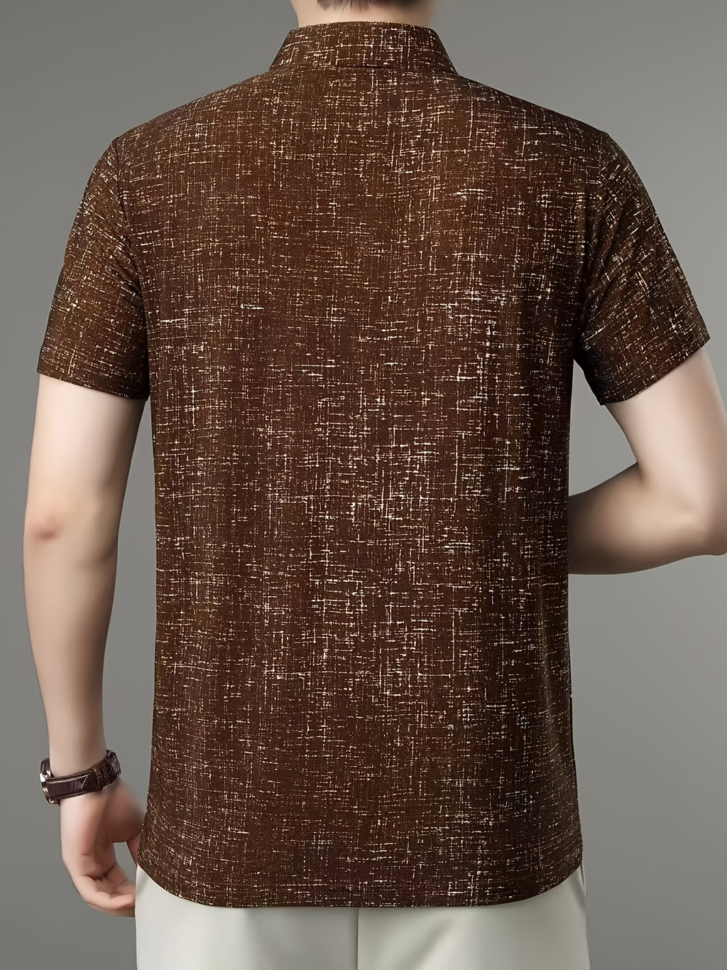 Summer New Men'S Ice Fiber Fabric Polo Shirt Short-Sleeved T-Shirt, Non-Iron, Breathable, Ice-Cool, Business Casual, Slimming, Thin, Versatile, Commuting, Going Out - Coffee Brown