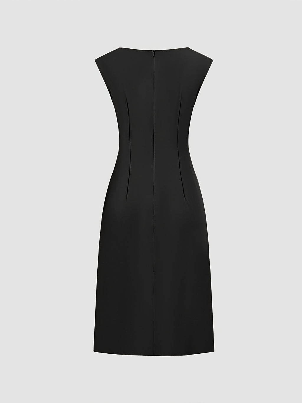 Spring-Summer Pleated Asymmetrical Elegant Design Women's Dress Gown - Black