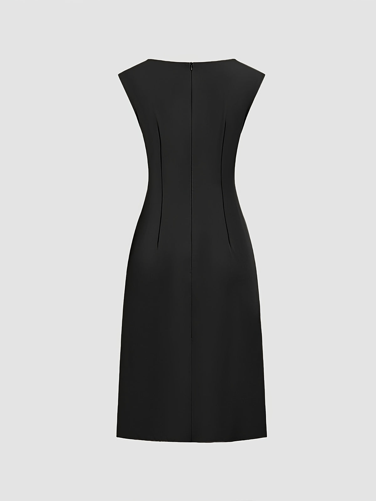 Spring-Summer Pleated Asymmetrical Elegant Design Women's Dress Gown - Black