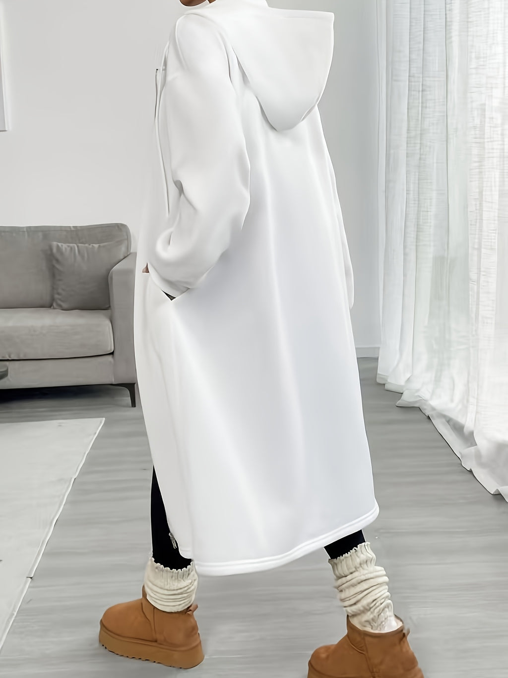 Women's Fashion Color Block Zip-Up Jacket - White