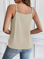 5137 French-Style Women's Elegant Vintage Lace Patchwork Camisole Tank Top - Apricot
