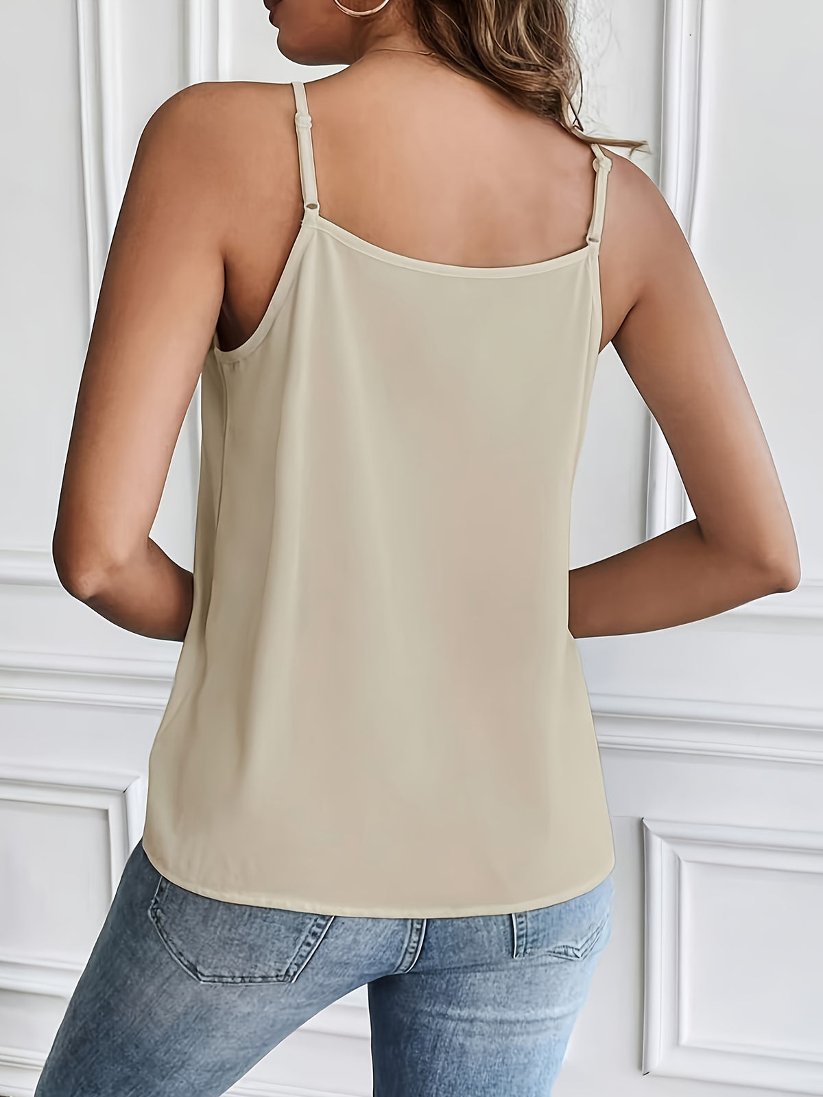 5137 French-Style Women's Elegant Vintage Lace Patchwork Camisole Tank Top - Apricot