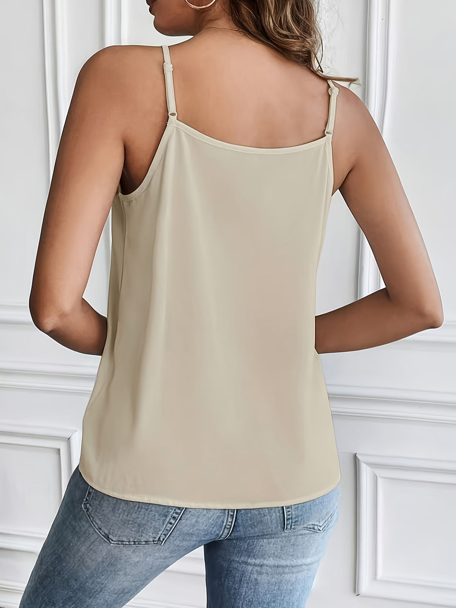 5137 French-Style Women's Elegant Vintage Lace Patchwork Camisole Tank Top - Apricot