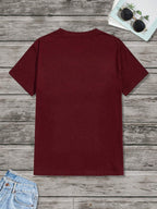 2pcs Men's Round Neck Pocket Short-Sleeve T-Shirt, Suitable for Summer Outdoor Casual Wear, Versatile Casual Knit Top, Men's Casual Pocket Design Sport T-Shirt - Burgundy