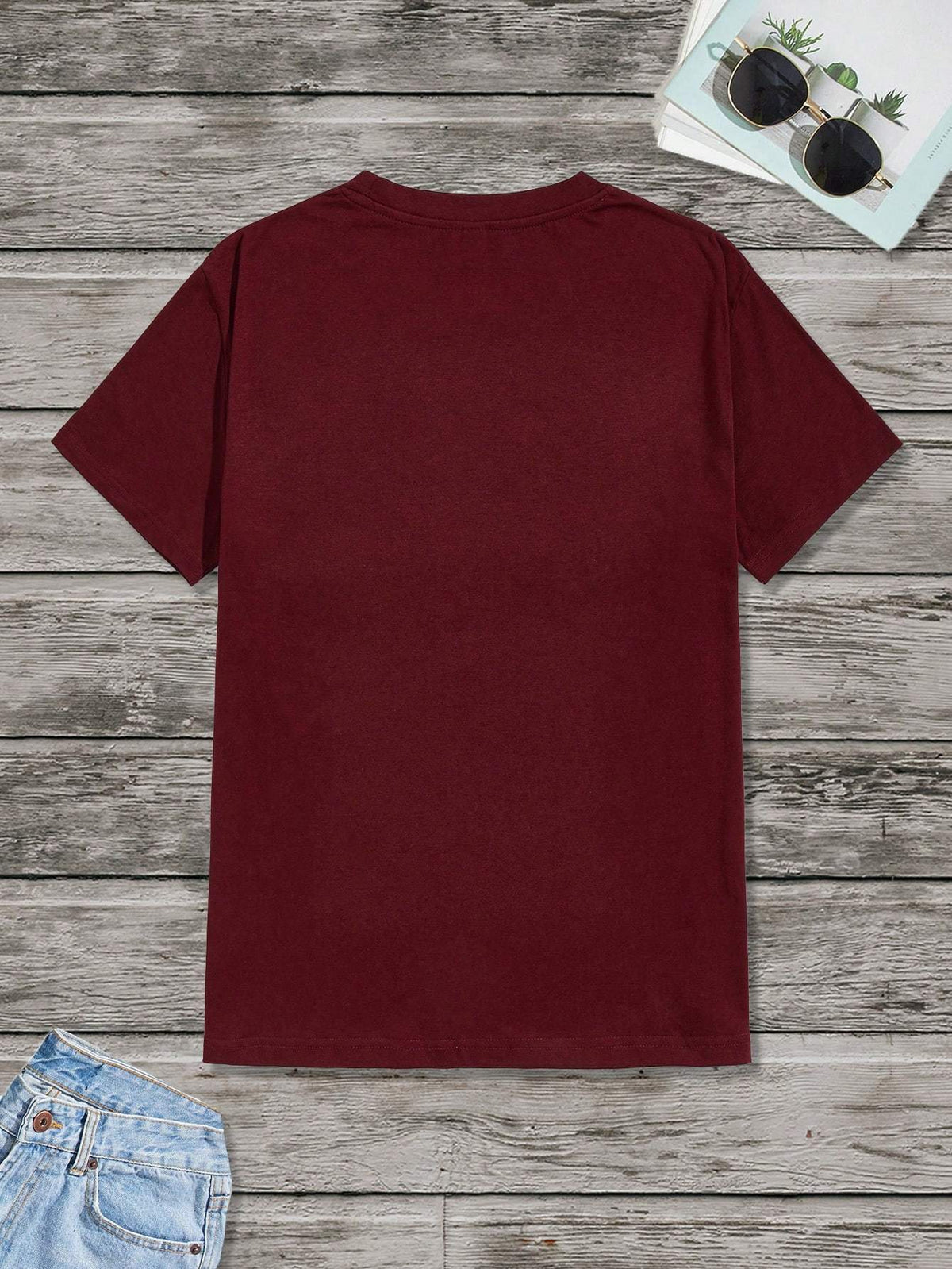 2pcs Men's Round Neck Pocket Short-Sleeve T-Shirt, Suitable for Summer Outdoor Casual Wear, Versatile Casual Knit Top, Men's Casual Pocket Design Sport T-Shirt - Burgundy