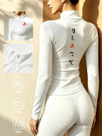 Stand-up Collar Half-zip Long-sleeve T-shirt, Autumn/winter Warm Half-high Neck Base Layer Top - White