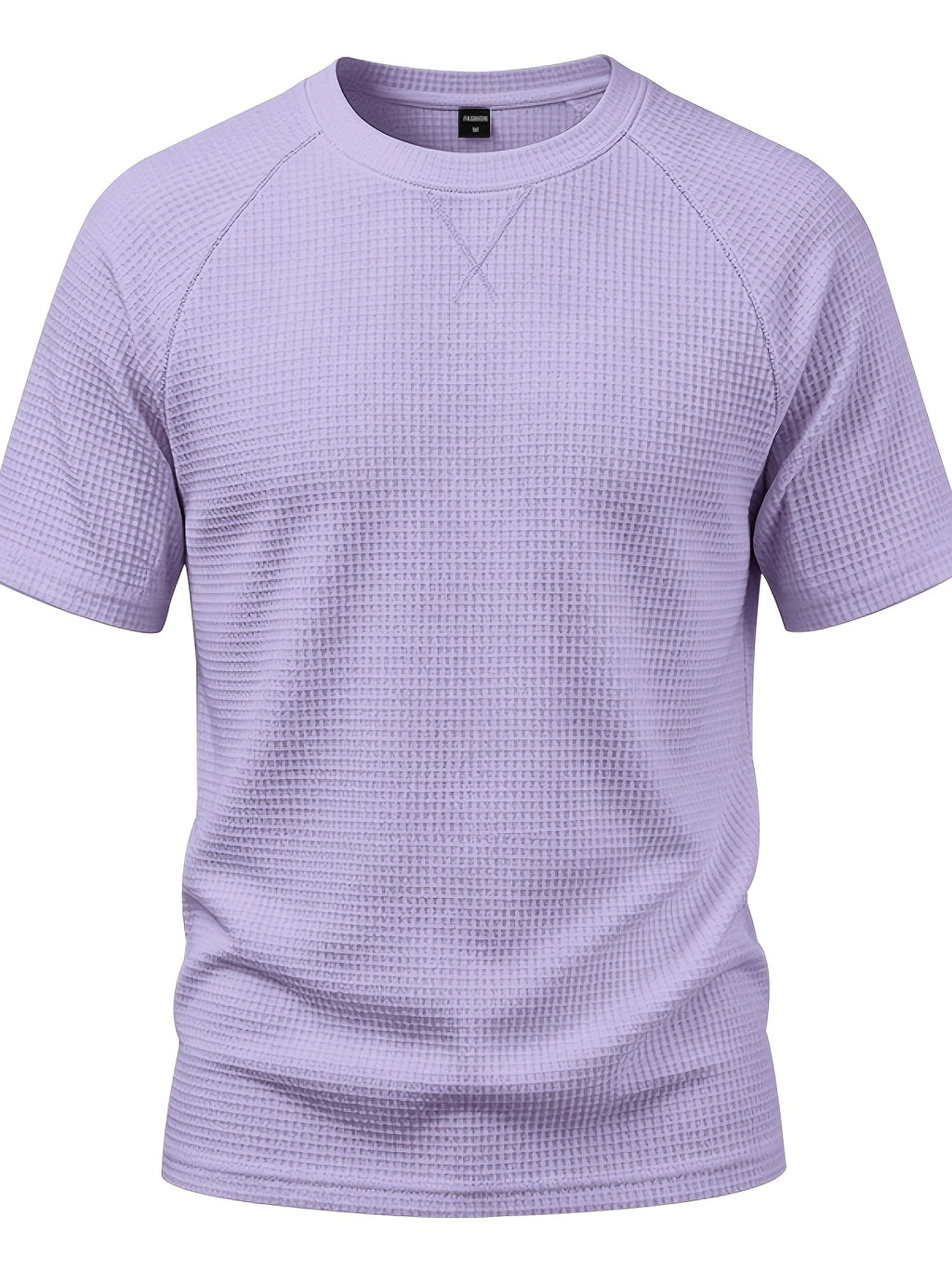 Men's Lightweight Waffle Knit Short Sleeve Shirt, Casual Crew Neck Textured T Shirt with Relaxed Fit Design, Breathable Comfortable Summer Pullover Top for Beach Vacation, Travel, Camping, Outdoor Sports and Casual Attire - Purple
