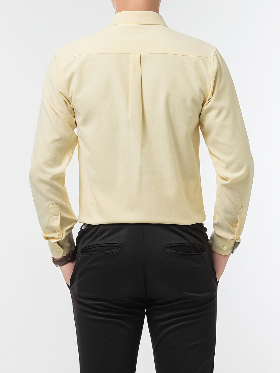 Men'S Long Sleeve 60 Oxford Dress Shirt, Casual - Yellow