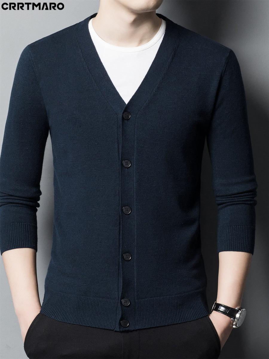 Men's Knit Cardigan, Warm Casual Long Sleeve Top for Fall and Winter - Ink Blue