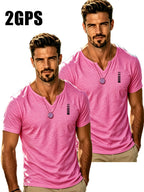 Men's Summer Trendy Stretchy Comfortable Non-Restrictive Niche Design Unique Short Sleeve T-Shirt 2pcs - Pink + Pink 6