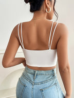 -Border Hot Style Thin Rope Shoulder Top All-Match Solid Color Small Cami Women'S Sexy Vest - White