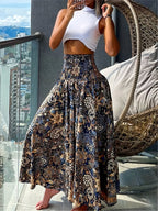 Women's Bohemian Print Pleated Waist Skort - Mixed colors