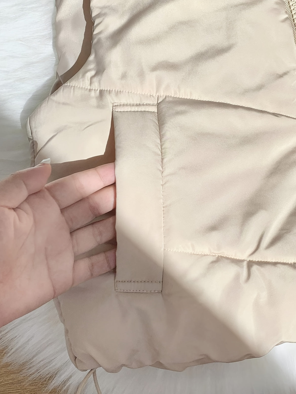 Women's Casual Vest Winter Jacket Zipper Autumn/Winter Vest Outerwear - Apricot