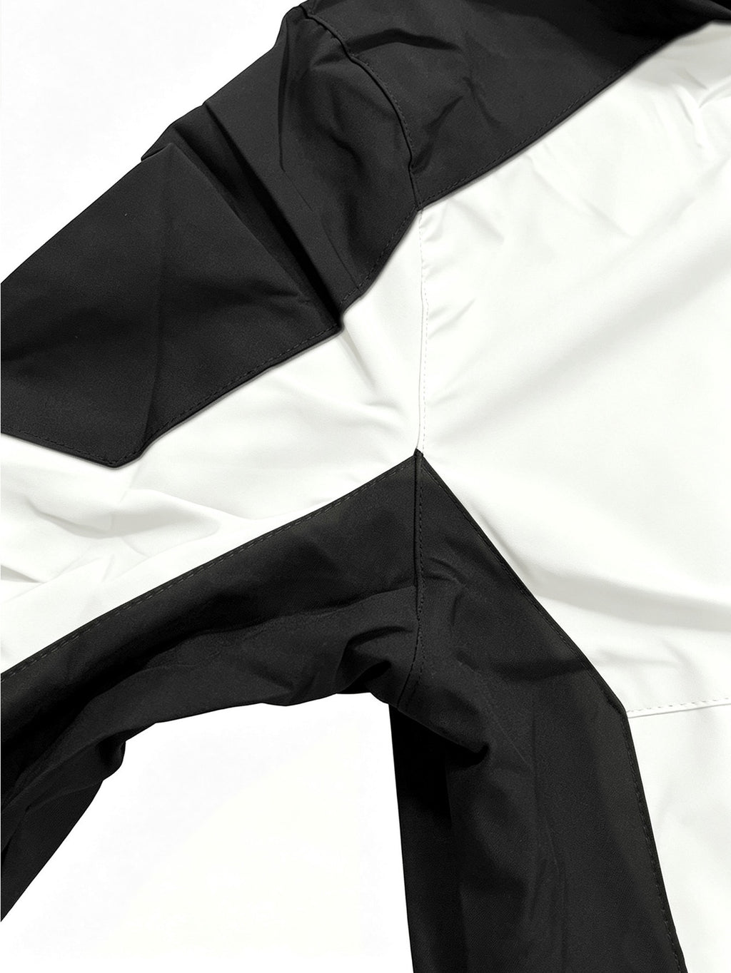Men's Sport Hooded Jacket, Black Color-Block Windbreaker, Adult Printed Top with Detachable Hood - White
