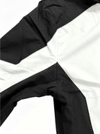 Men's Sport Hooded Jacket, Black Color-Block Windbreaker, Adult Printed Top with Detachable Hood - White