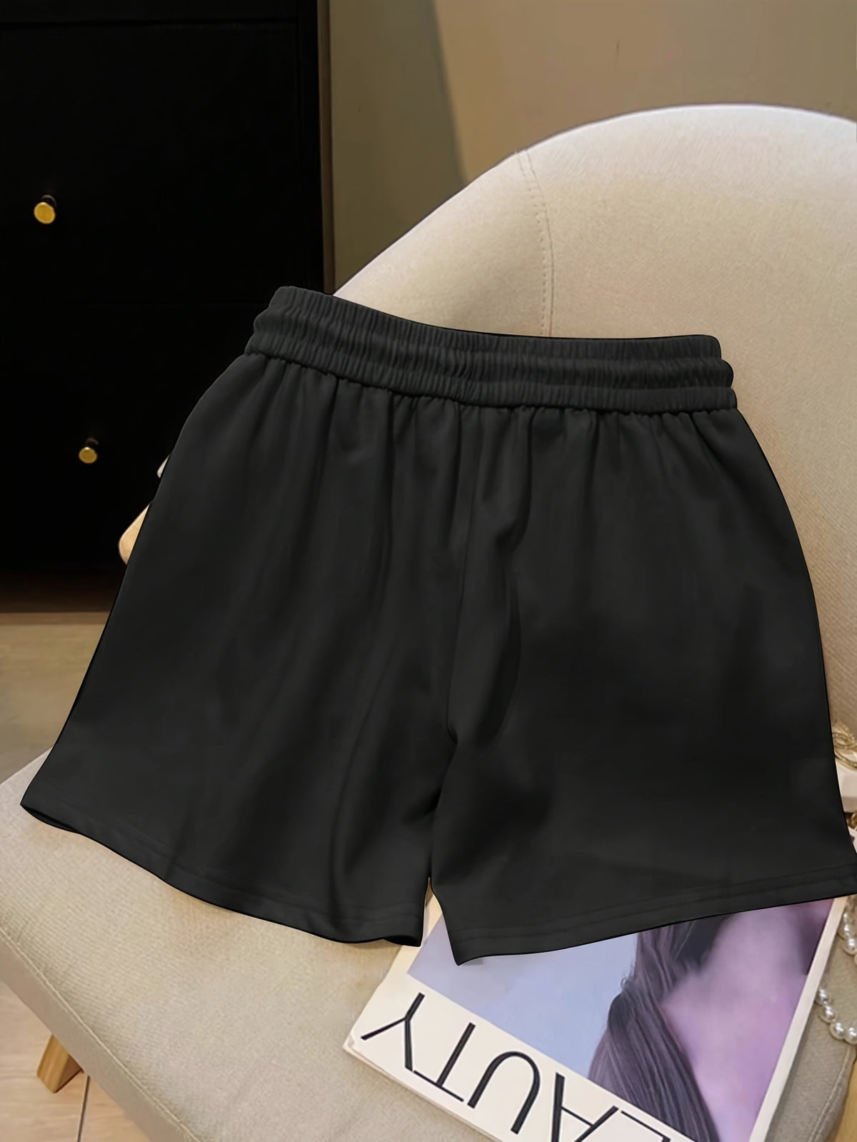 Women'S Fashion Embroidered Decorative Casual Shorts - Black